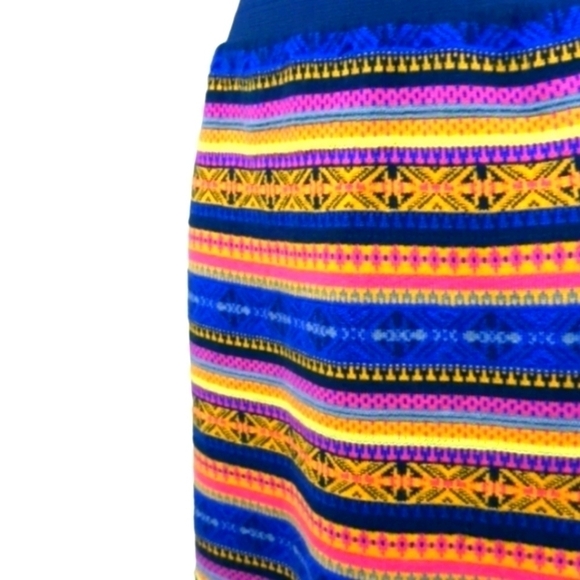 Mudd Mini Straight Skirt BOHO Striped Pattern Size Small Elastic Waistband - Picture 3 of 7